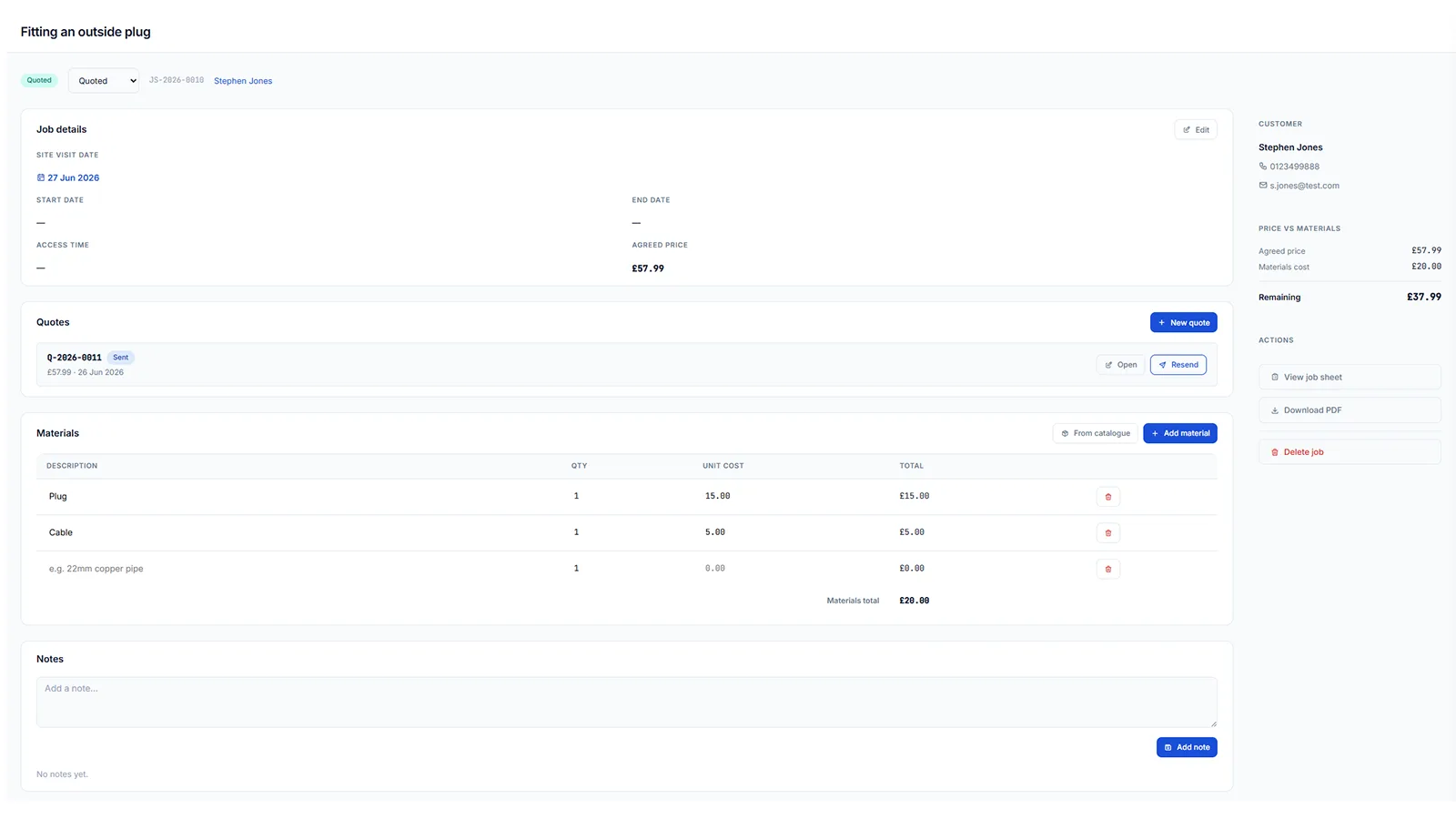 Box Off materials tracking and profit margin